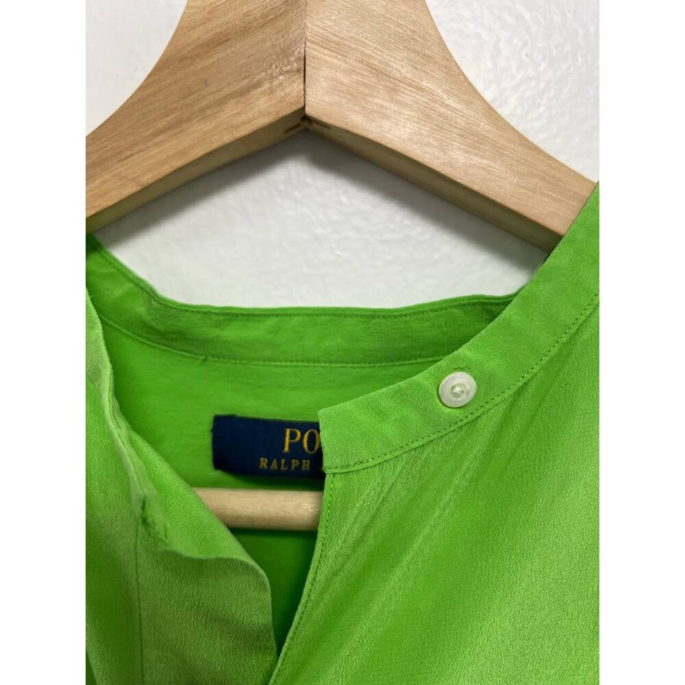 Polo Ralph Lauren Women Silk Blouse Y2K boho top light Green Size 6 A000699 - Picture 4 of 10